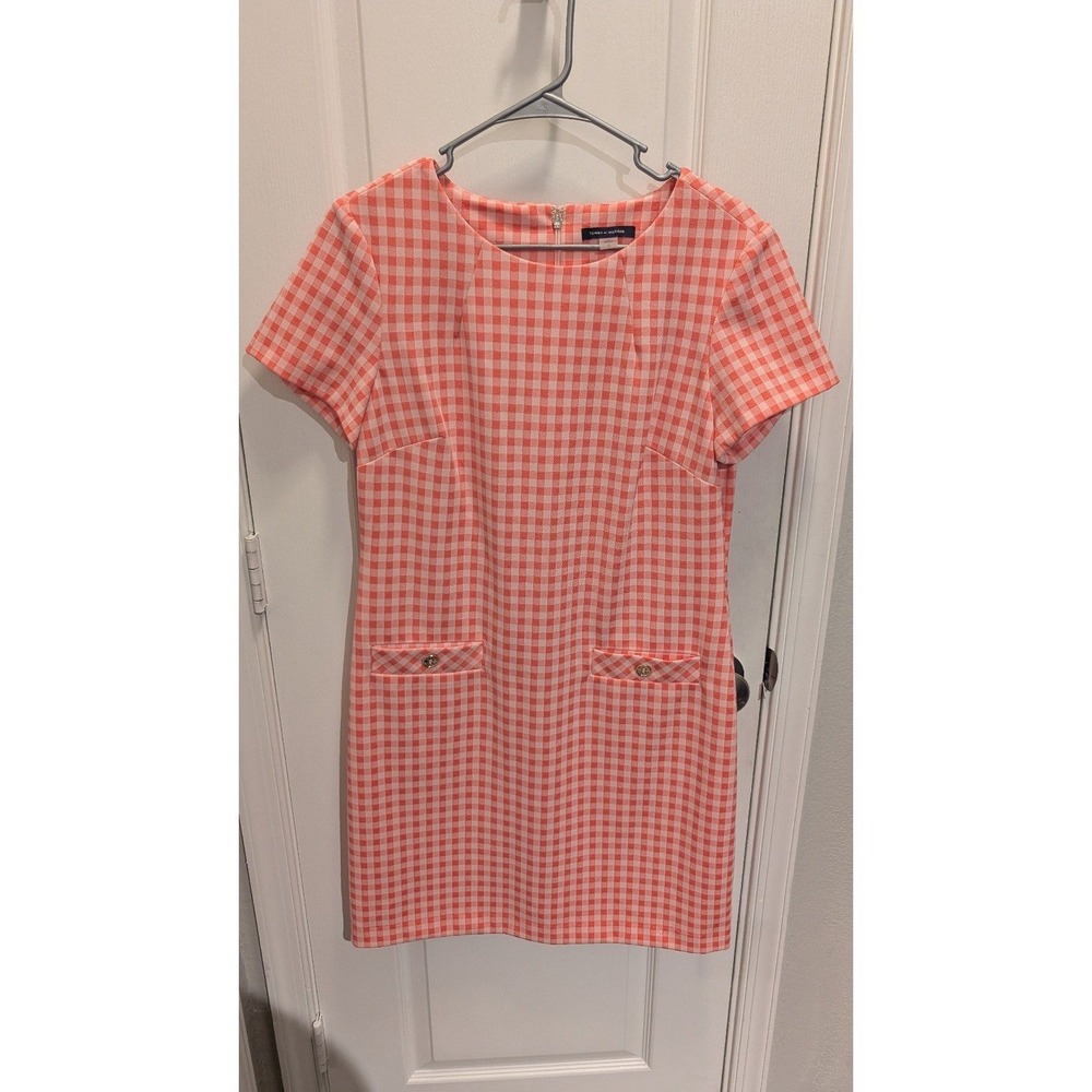 Tommy Hilfiger Pink salmon plaid dress‎ size 10